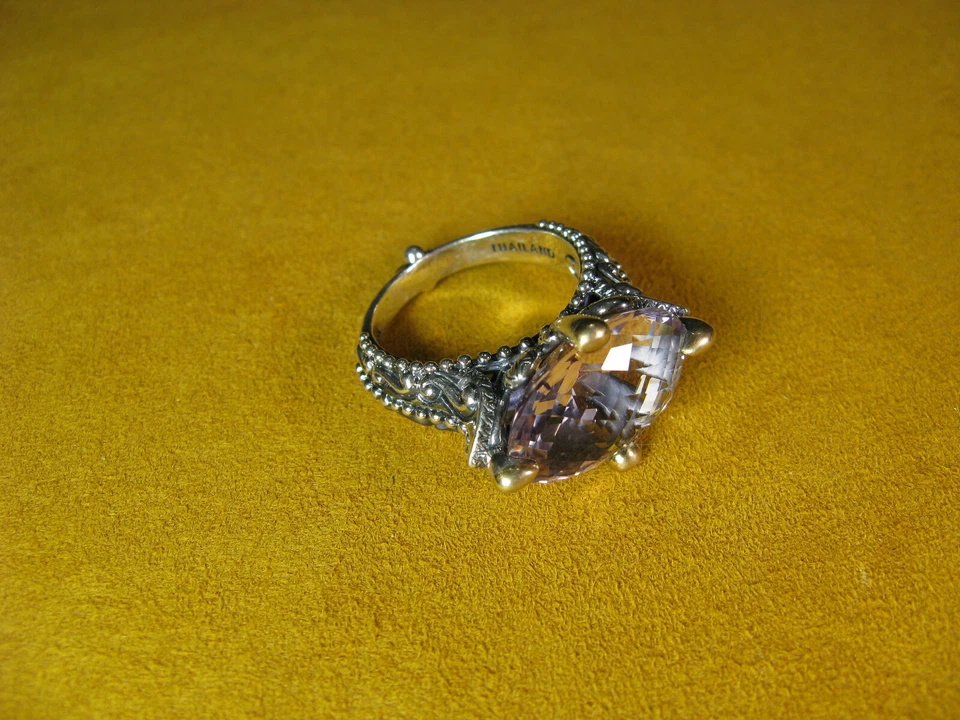 ANILLO FLOR ESMALTE OCULTO AMATISTA BARBARA BIXBY TALLA 9 PIEDRAS PRECIOSAS SS 18K Regalo Foto 3 de 3