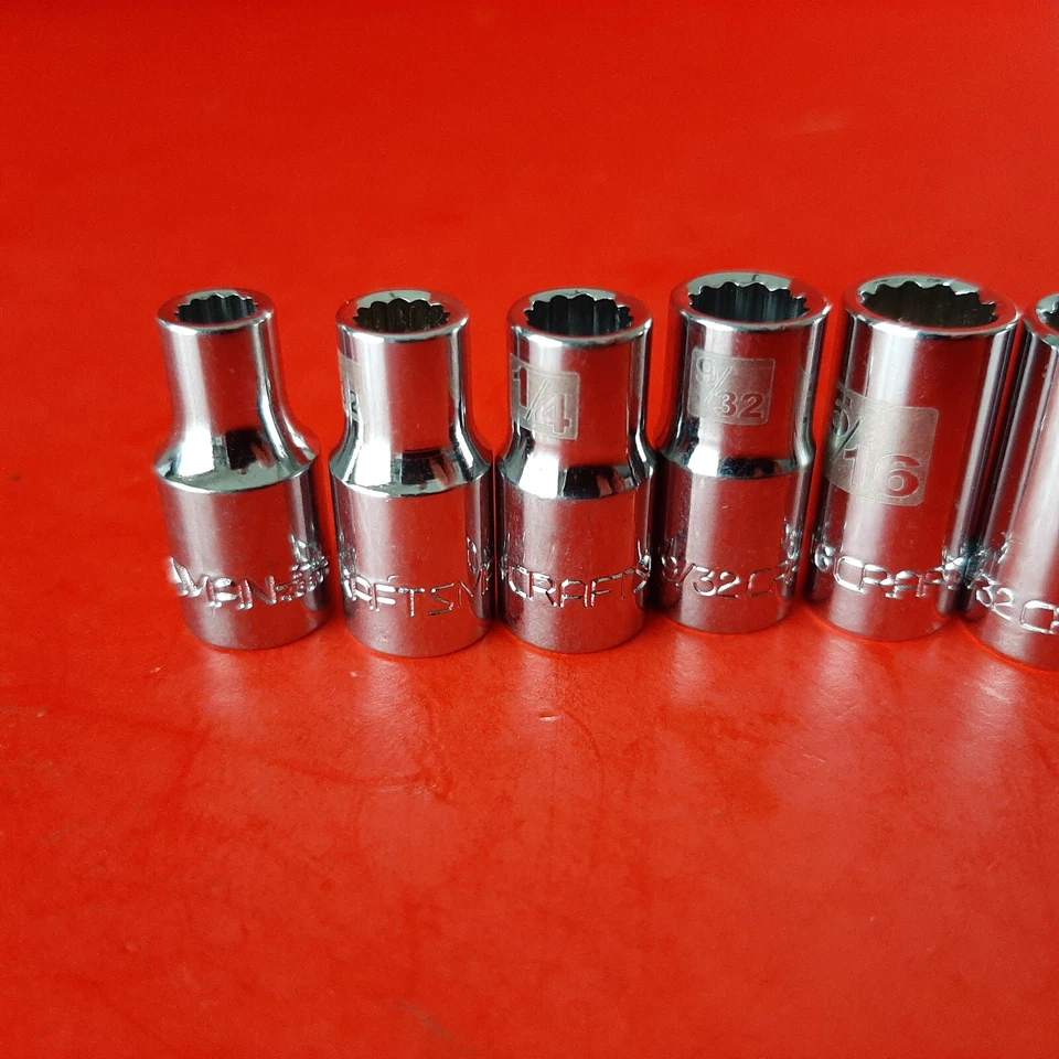 NEW 3/16 to 9/16" Easy Read Craftsman 12 Point 1/4" Drive SAE Shallow Socket Set - Image 4 of 4