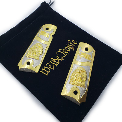 Luxury For COLT 1911 38 - 45 FULL SIZE GRIPS AMBI  Cut Gold Nickel Bald Eagle