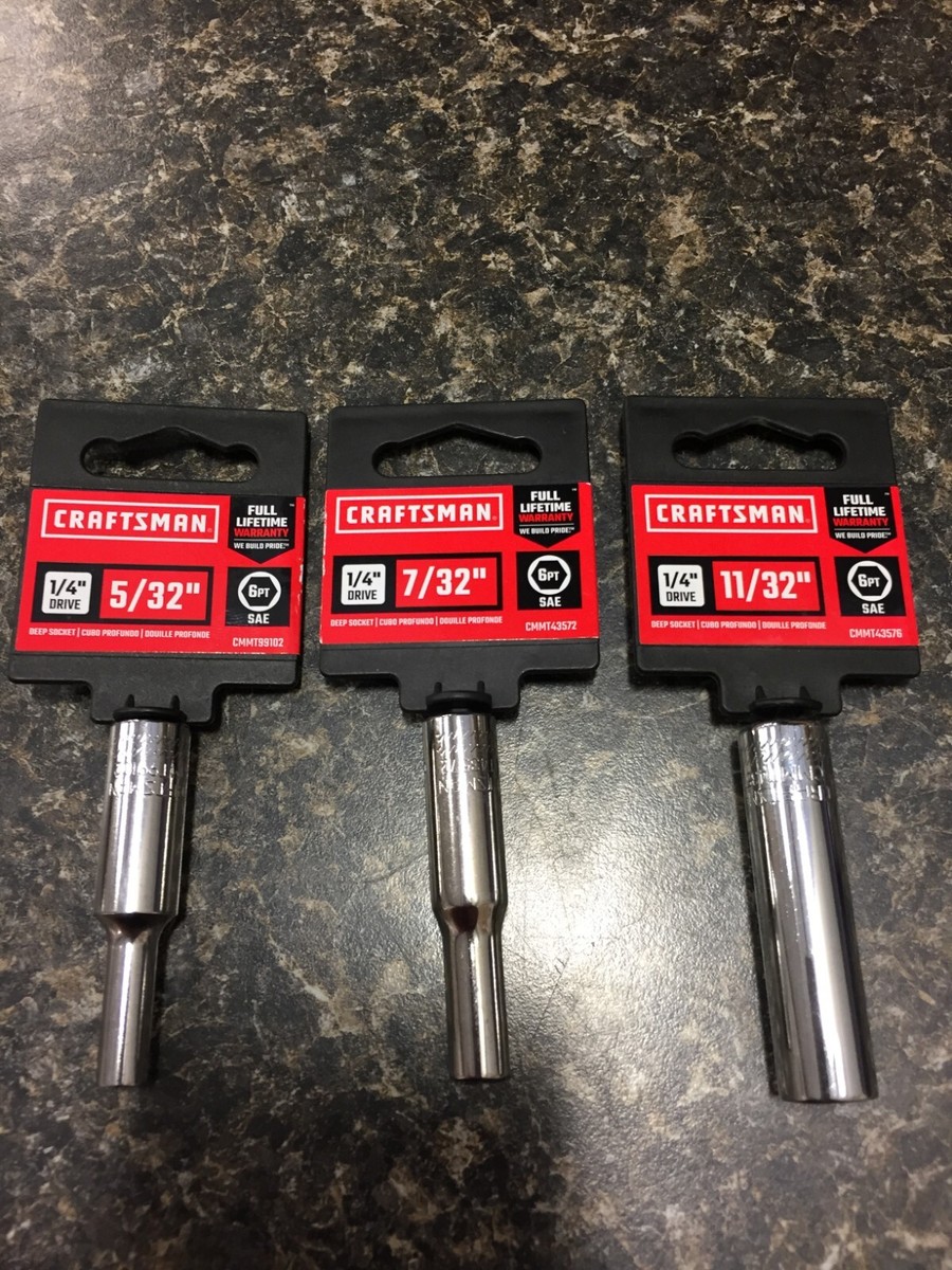 Craftsman 11/32 in. SAE 6 Point Deep Socket, 1/4 in. Drive Craftsman 11/32 in. SAE 6 Point Deep Socket, 1/4 in. Drive