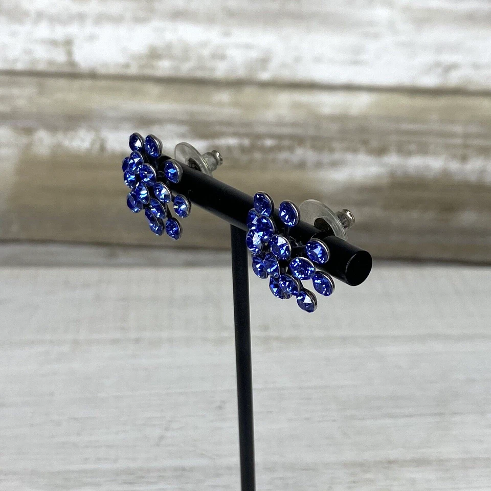 Pendientes vintage Konplott de Miranda KO piedras de color azul bronce antiguo Foto 4 de 4