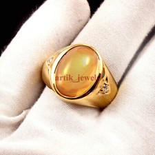 Nat&uuml;rlich Citrin Edelstein Mit Vergoldet 925 Sterlingsilber Herren Ring #5853