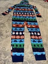 New Aldi Gear Womens One Piece Hoodie Pajamas Zip Up Sz XS X-small Holiday