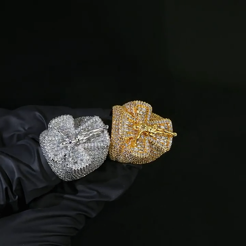 Gift For Men 18K/White Gold Plated Pinky Ring Cross Ring Iced CZ Out 5A+ Hip Hop - Video 1 of 1