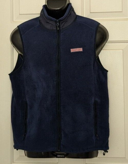 Vineyard Vines Mens Size S Navy Blue Full Zip Fleece Vest