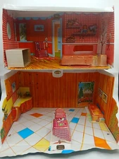 Vintage 1960s Ideal Vinyl Folding Ranch Dollhouse Carry Case Complete