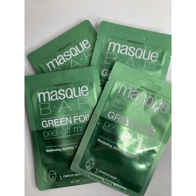 Masque Bar Metallic Peel Off Mask Green Foil Soothing Facial Treatment Lot of 4
