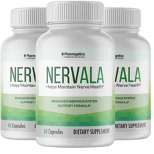 Nervala Nerve Pain Relief Neuropathy by Pharmagetics - 3 Bottles, 180 Capsules