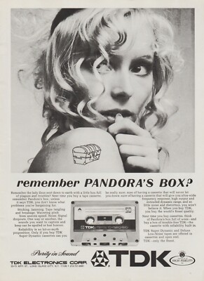 1972 TDK Cassette Tapes -"Remember Pandora's Box?"- Tattoo Girl - Print Ad Photo eBay