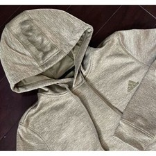 ADIDAS Climawarm Fleece Pullover Hooded Jacket - M Heather Green