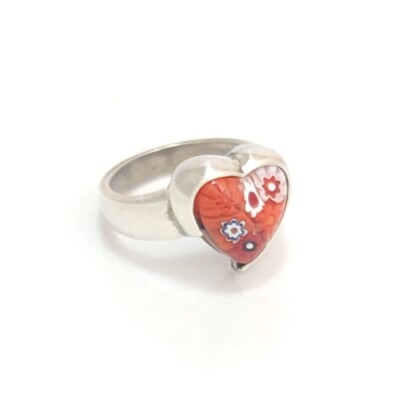 Engraved Men's Heart Ring Human Made Heart Silver Ring HBX
