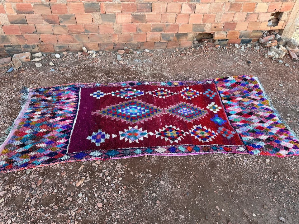 4.92 x 10.83 ft - Vintage Handmade Moroccan Berber Rug-Colorful Boho Wool Carpet - Image 2 of 4