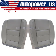 2PCS Front Bottom Leather Seat Cover Gray For 2002-2005 Ford Excursion Limited