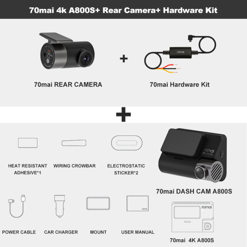 ✅ 70mai Dash Cam 4K A800S GPS ADAS 70mai A800S Car DVR 2160P Support Rear Cam Vi