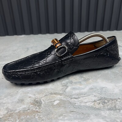 Gucci Bamboo Horsebit GG Vintage Moccasins Brown Leather 7 G