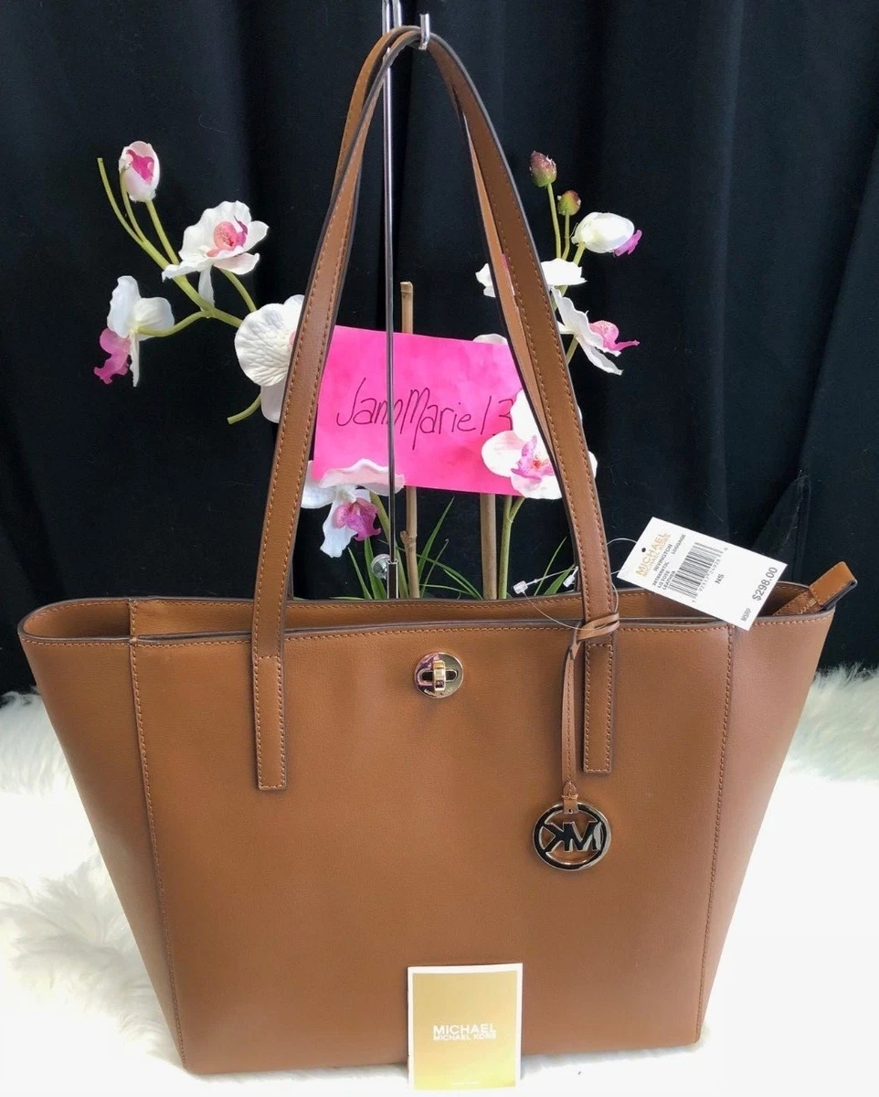 NEW MICHAEL KORS Rivington Leather LARGE Tote Purse Handbag Luggage Brown  $298