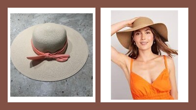 Old Navy Wide Brim Straw Hat – Neutral Summer Sun Hat | Classic Resort Style Sonoma Straw Sun Hat - Natural | O main image 4