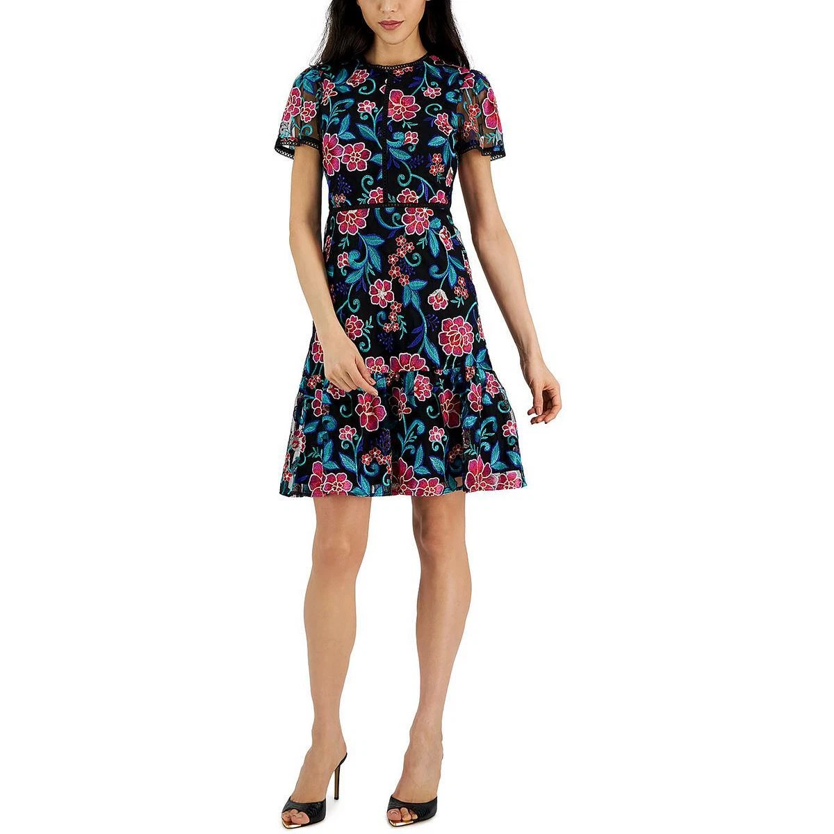 Tahari ASL Womens Embroidered Knee-Length Cocktail and Party Dress BHFO  1009