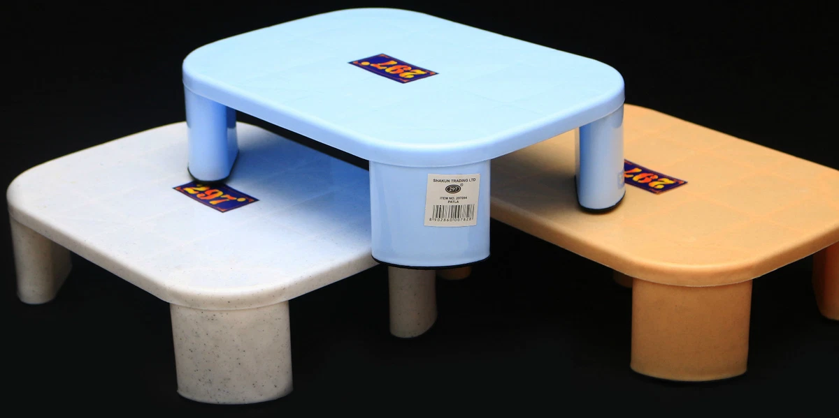 Non Slip Robust Utility Foot Stool Bathroom Kitchen Step Up Grip Patla 3 Colours