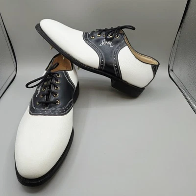 Johnston & Murphy Aristocraft Signature Golf Shoes 10D White/Black Saddle unused - Image 1 of 4