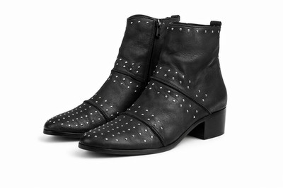 Ankle Boots Schwarz Leder Nieten Studded Reißverschluss EU 38 Spanien