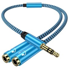3.5mm Headset Splitter Adapter, Braided Extension Cable Audio Stereo Y Splitter,
