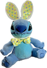 Disney Store Lilo Stitch Easter Bunny Stitch 15" Plush Yellow Polka Dot Egg