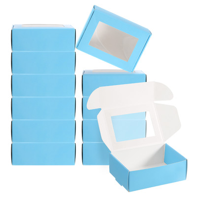 3.3x2.4x1.2'' Paper Soap Box with Window, 20 Pack Soap Boxes Rectangle, Blue
