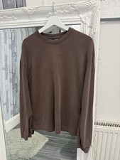 Brown Zara Round Neck Long Sleeve Jumper / Top Size Small