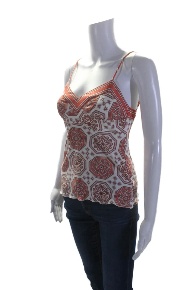Trina Turk Women's V-Neck Spaghetti Straps Silky Tank Top Red Size P - Image 2 of 4