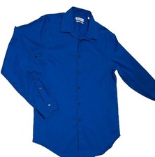Calvin Klein Stretch Royal Blue Long-Sleeve Button-size 15 1/2 32/33