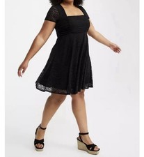 NEW Torrid Mini Lace Ruched Dress Little Black Dress! 2X Skater Dress