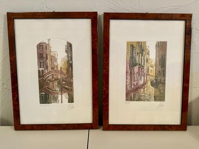 Italian Art - Two Ltd Edition Venice Canal Etchings, Signed / Numbered By Artist