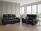 Black Leather Electric Recliner Sofa Set 3+2 Suite Massage, USB, LED, Cinema 11