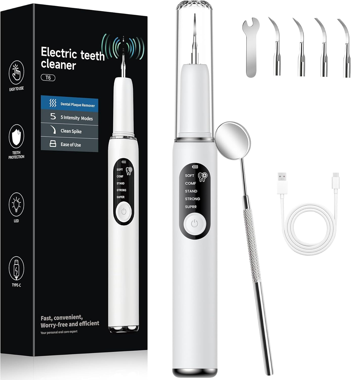 Kit Pulizia Denti Casa: Tartaro Animali e Famiglia 5 Modalità LED