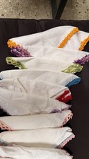 10 Vintage Crochet Trimmed Handkerchief Hankies