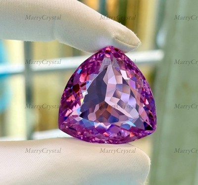 90 Ct Bi-Color Purple Amethyst Trillion Cut Pendent Size Loose Gemstone