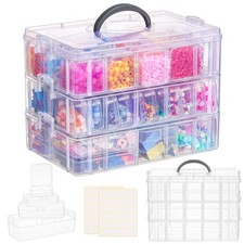 Bead Organizer Box, 56 pcs Small Organizers, 3-Tier Stackable Storage Contain...