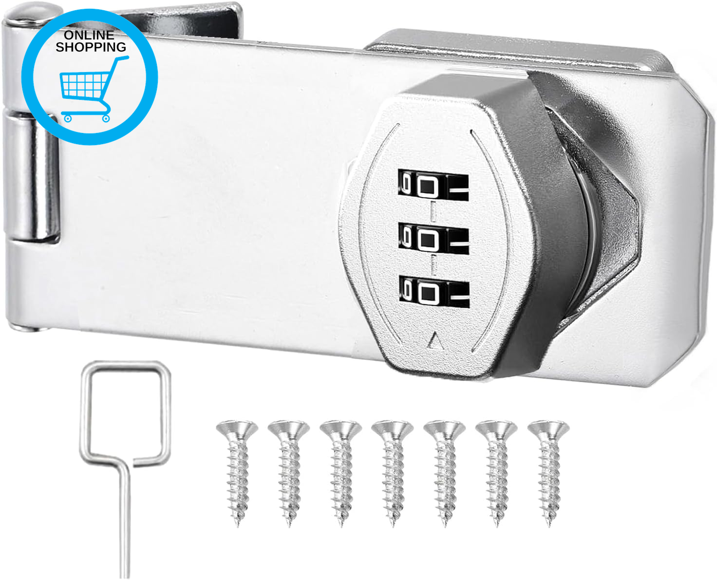 Security Cabinet Password Hasp Locks Latch, Stainless Steel Keyless Rotary Passw