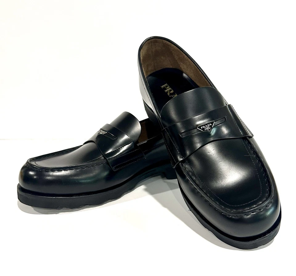 Men’s Prada Leather Loafers Sz 10-1/2 - Image 2 of 4