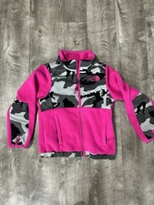 The North Face Girls Pink Camo Fleece Jacket Full Zip Size XS 6