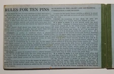 Rules for Ten Pins, Archahena Game Board, Carrom Co., Early Bean Bags-Cornhole