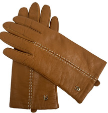 Etienne Aigner Leather Gloves Women Size Small Caramel Cashmere Lined
