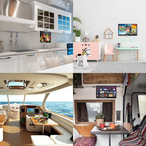 15.6" Under Cabinet TV 12-Volt TV Small Kitchen TV 90° Flip Down ±45° Rotatable - Picture 6 of 9