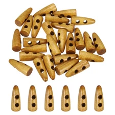 3cm/1.18 Inch Wooden Toggle Button,  24 Pcs 2 Hole Wood Buttons, Medium Brown