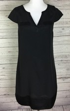 Express Women’s Black V-Neck Satin Trim Trim Lined Shift Dress Size S