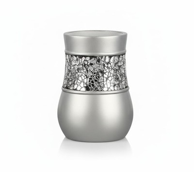 Crackled Glass Bathroom Tumbler Cup - Decorative Silver Crackled Glass Rinse ...