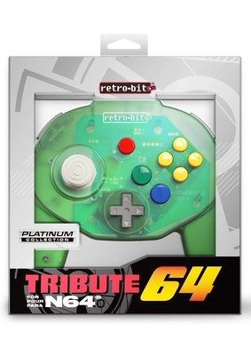 Retro-Bit N64 Tribute 64 Wired Controller - Forest Green - Original Port - NEW