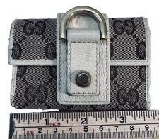 Gucci GG Monogram Canvas Leather 6 Key Holder Case D-Ring Made in Italy Vintage