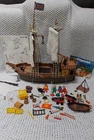 Vintage Playmobil #3550 Pirate Ship with Figures, Boat, Cannons, Accessories